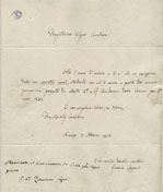 Lettera autografa di Giacomo Leopardi, datata 3 ottobre 1828, con la quale il poeta invia le sue Operette morali al Concorso letterario dellAccademia (Archivio Storico, Serie Concorsi)